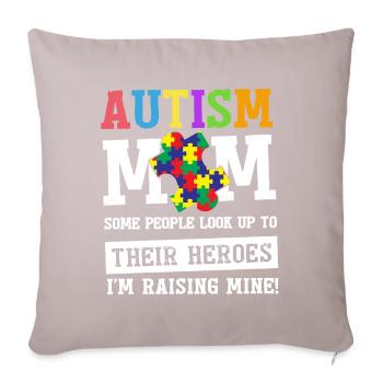 Autism Mom Shirt - Sofa pillowcase 17,3'' x 17,3'' (45 x 45 cm) - light taupe - Front