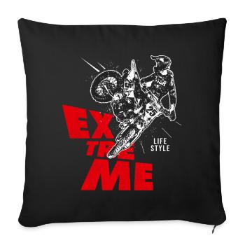 moto cross motocross life style motocross - Housse de coussin décorative 45 x 45 cm - noir - Devant