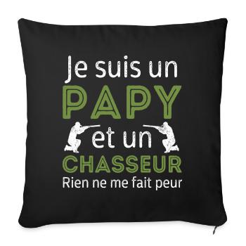 Je suis un papy chasseur cadeau de chasse - Housse de coussin décorative 45 x 45 cm - noir - Devant
