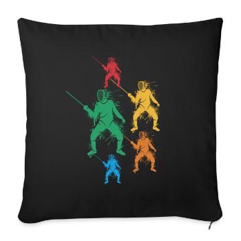Escrimeurs Maîtres d’escrime Garçons Enfants Escrime - Housse de coussin décorative 45 x 45 cm - noir - Devant