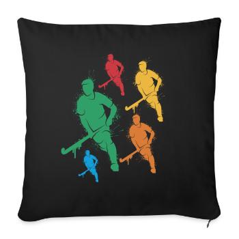 Joueur de hockey Garçons Hockey sur gazon Hockey pour enfants - Housse de coussin décorative 45 x 45 cm - noir - Devant