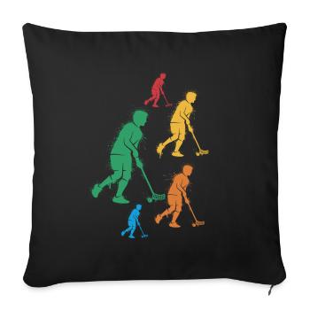 Floorball Innebandy Salibandy Kids Floorball - Sofa pillowcase 17,3'' x 17,3'' (45 x 45 cm) - black - Front