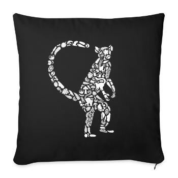 Lémuriens Madagascar Lémurien à queue annelée Filles Lémurien Dames - Housse de coussin décorative 45 x 45 cm - noir - Devant
