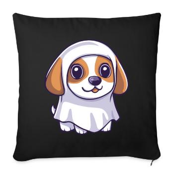Beagle chien Halloween bande dessinée fantôme - Housse de coussin décorative 45 x 45 cm - noir - Devant