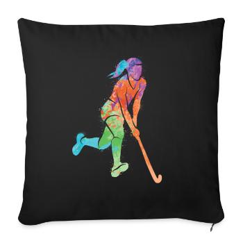 Joueurs de hockey Hockey sur gazon Enfants Hockey Filles - Housse de coussin décorative 45 x 45 cm - noir - Devant