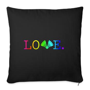 Badminton Love quode colors T-Shirt - Sofa pillowcase 17,3'' x 17,3'' (45 x 45 cm) - black - Front