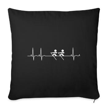 Liebe Rudern Ruderer Rowing EKG - Sofakissenbezug 45 x 45 cm - Schwarz - Vorne
