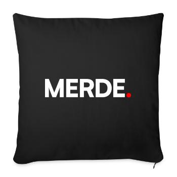 MERDE | Humour réaction minimaliste - Housse de coussin décorative 45 x 45 cm - noir - Devant