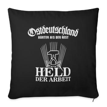 DDR Ostdeutschland Held der Arbeit - Sofakissenbezug 45 x 45 cm - Schwarz - Vorne