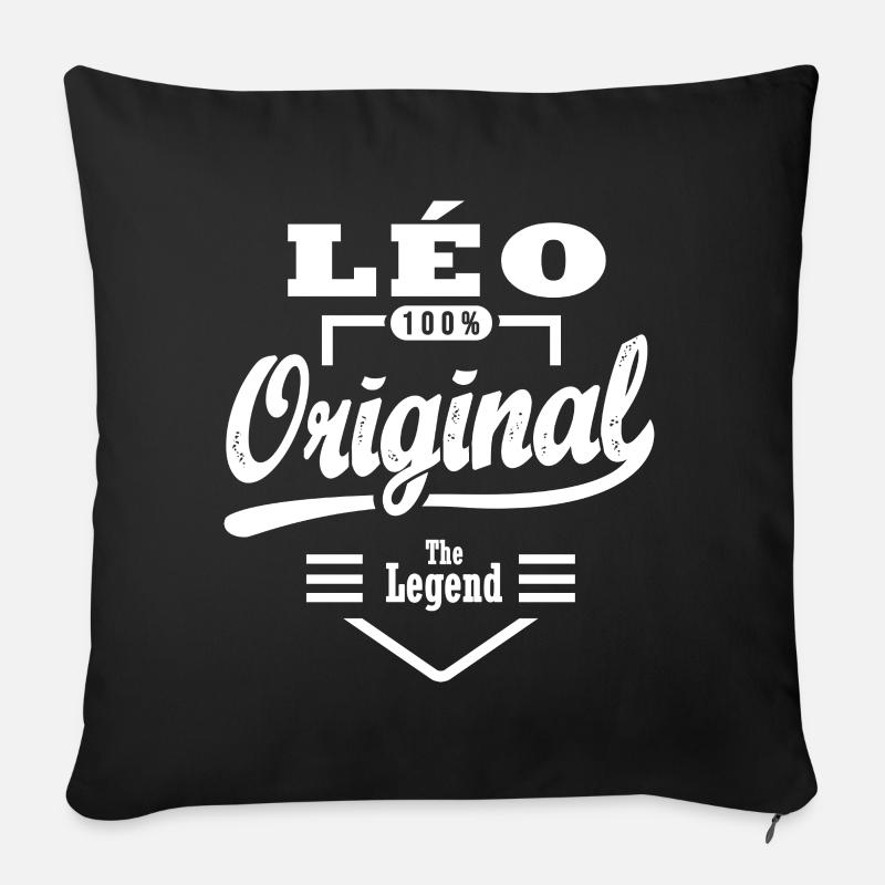 Vorname LÉO personalisierte Geschenk Weihnachtsgeburtstag - Sofakissenbezug 45 x 45 cm - Schwarz