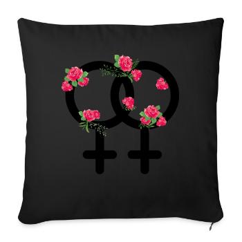 Lgbt roses lesbian pride lesbian gift idea - Sofa pillowcase 17,3'' x 17,3'' (45 x 45 cm) - black - Front