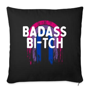 Badass Bi-tch Bisexuel LGBTQ Bi Pride LGBT - Housse de coussin décorative 45 x 45 cm - noir - Devant