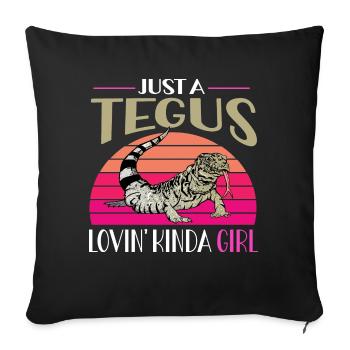 Lézard Tegu Herpétologiste - Housse de coussin décorative 45 x 45 cm - noir - Devant