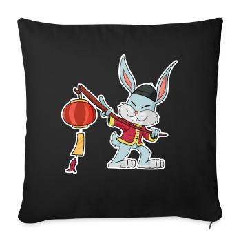 Joyeux Nouvel An chinois 2023 I Année du Lapin - Housse de coussin décorative 45 x 45 cm - noir - Devant