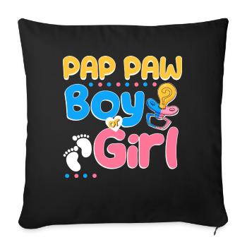 La patte de Pap rose ou bleue t’aime le meilleur grand-père de tous les temps - Housse de coussin décorative 45 x 45 cm - noir - Devant