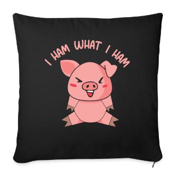 Je jambon ce que je jambon Cochon Drôle d’animal Jeux de mots - Housse de coussin décorative 45 x 45 cm - noir - Devant