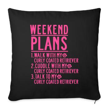 Curly Coated Retriever Maman Mistress Disant Rose - Housse de coussin décorative 45 x 45 cm - noir - Devant