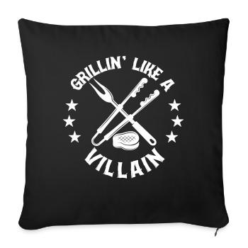 Lustiger Grill-Spruch I Grillen Motiv - Sofakissenbezug 45 x 45 cm - Schwarz - Vorne