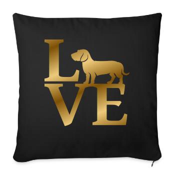 Teckel d’amour - Housse de coussin décorative 45 x 45 cm - noir - Devant