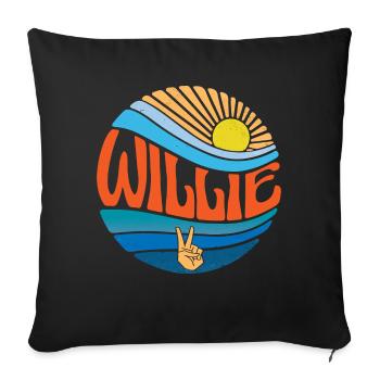 Willie Hemd Vintage Sonnenuntergang Willie Groovy Batikfarbe - Sofakissenbezug 45 x 45 cm - Schwarz - Vorne