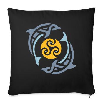 Dauphins tribaux - Housse de coussin décorative 45 x 45 cm - noir - Devant