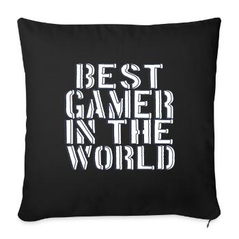 Best Player World Video Games Fan Gift Idea - Sofa pillowcase 17,3'' x 17,3'' (45 x 45 cm) - black - Front