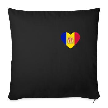 Cœur drapeau Andorre - Housse de coussin décorative 45 x 45 cm - noir - Devant