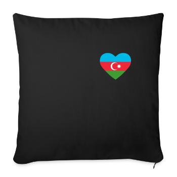Cœur drapeau Azerbaïdjan - Housse de coussin décorative 45 x 45 cm - noir - Devant
