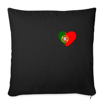 Cœur drapeau Portugal - Housse de coussin décorative 45 x 45 cm - noir - Devant
