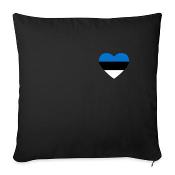 Cœur drapeau Estonie - Housse de coussin décorative 45 x 45 cm - noir - Devant