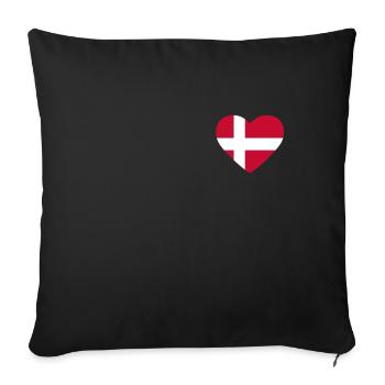 Cœur drapeau Danemark - Housse de coussin décorative 45 x 45 cm - noir - Devant