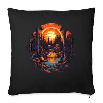 Camping in der Wildnis am See Naturliebhaber - Sofakissenbezug 45 x 45 cm - Schwarz - Vorne