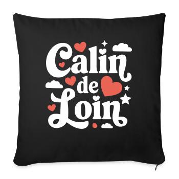 Calin de loin - Housse de coussin décorative 45 x 45 cm - noir - Devant