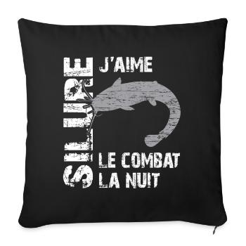 Pêche au silure Combat avec le silure Pêche sporti - Housse de coussin décorative 45 x 45 cm - noir - Devant
