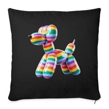 Balloon Dog Pride Rainbow Flag - Sofa pillowcase 17,3'' x 17,3'' (45 x 45 cm) - black - Front