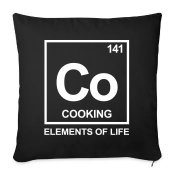 Éléments de vie: 141 tableau périodique de cuisson - Housse de coussin décorative 45 x 45 cm - noir - Devant