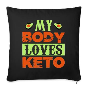 Mon corps aime le céto - Housse de coussin décorative 45 x 45 cm - noir - Devant