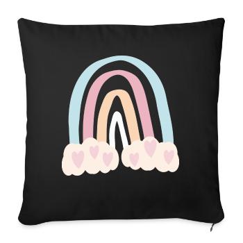 Regenbogen mit Herzen - Sofakissenbezug 45 x 45 cm - Schwarz - Vorne