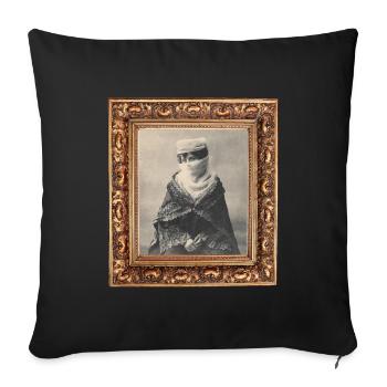 Dame de harem Empire ottoman sur carte postale - Housse de coussin décorative 45 x 45 cm - noir - Devant