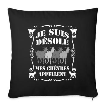 Je suis désolé mes chèvres appellent - Housse de coussin décorative 45 x 45 cm - noir - Devant