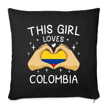 Kolumbien Flagge Herz Kolumbianische Fahne - Sofakissenbezug 45 x 45 cm - Schwarz - Vorne