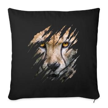 Cheetah, scratch marks, claws, wild, big cat, animal - Sofa pillowcase 17,3'' x 17,3'' (45 x 45 cm) - black - Front