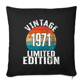 Year of birth 1971 Vintage Limited Edition Retro - Sofa pillowcase 17,3'' x 17,3'' (45 x 45 cm) - black - Front