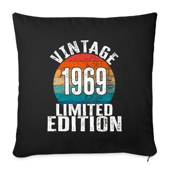 Year of birth 1969 Vintage Limited Edition Retro - Sofa pillowcase 17,3'' x 17,3'' (45 x 45 cm) - black - Front