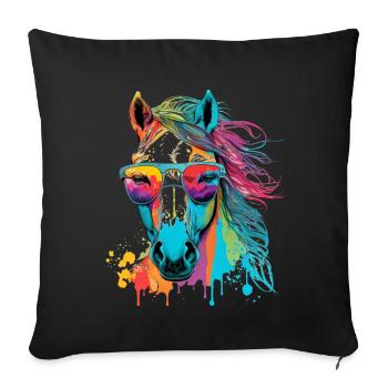 Horse cool colorful sunglasses - Sofa pillowcase 17,3'' x 17,3'' (45 x 45 cm) - black - Front