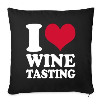 Buveur de vin Vin J’aime la dégustation de vin - Housse de coussin décorative 45 x 45 cm - noir - Devant