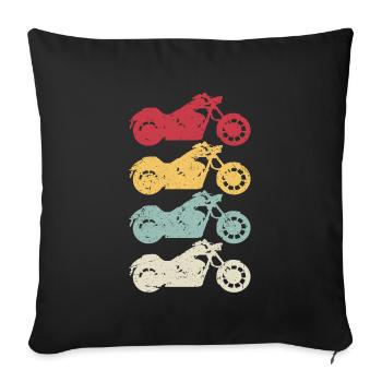 Chopper Motorcycle Cruiser Retro Motorcyclist - Sofa pillowcase 17,3'' x 17,3'' (45 x 45 cm) - black - Front