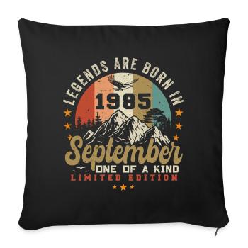 Septembre 1985, né en septembre 1985 - Housse de coussin décorative 45 x 45 cm - noir - Devant
