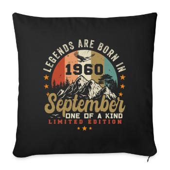 September 1960, born in 1960 - Sofa pillowcase 17,3'' x 17,3'' (45 x 45 cm) - black - Front