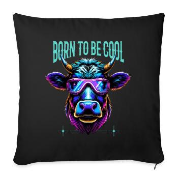 Cow Glasses Funny Farmer Gift Born to be cool - Sofa pillowcase 17,3'' x 17,3'' (45 x 45 cm) - black - Front